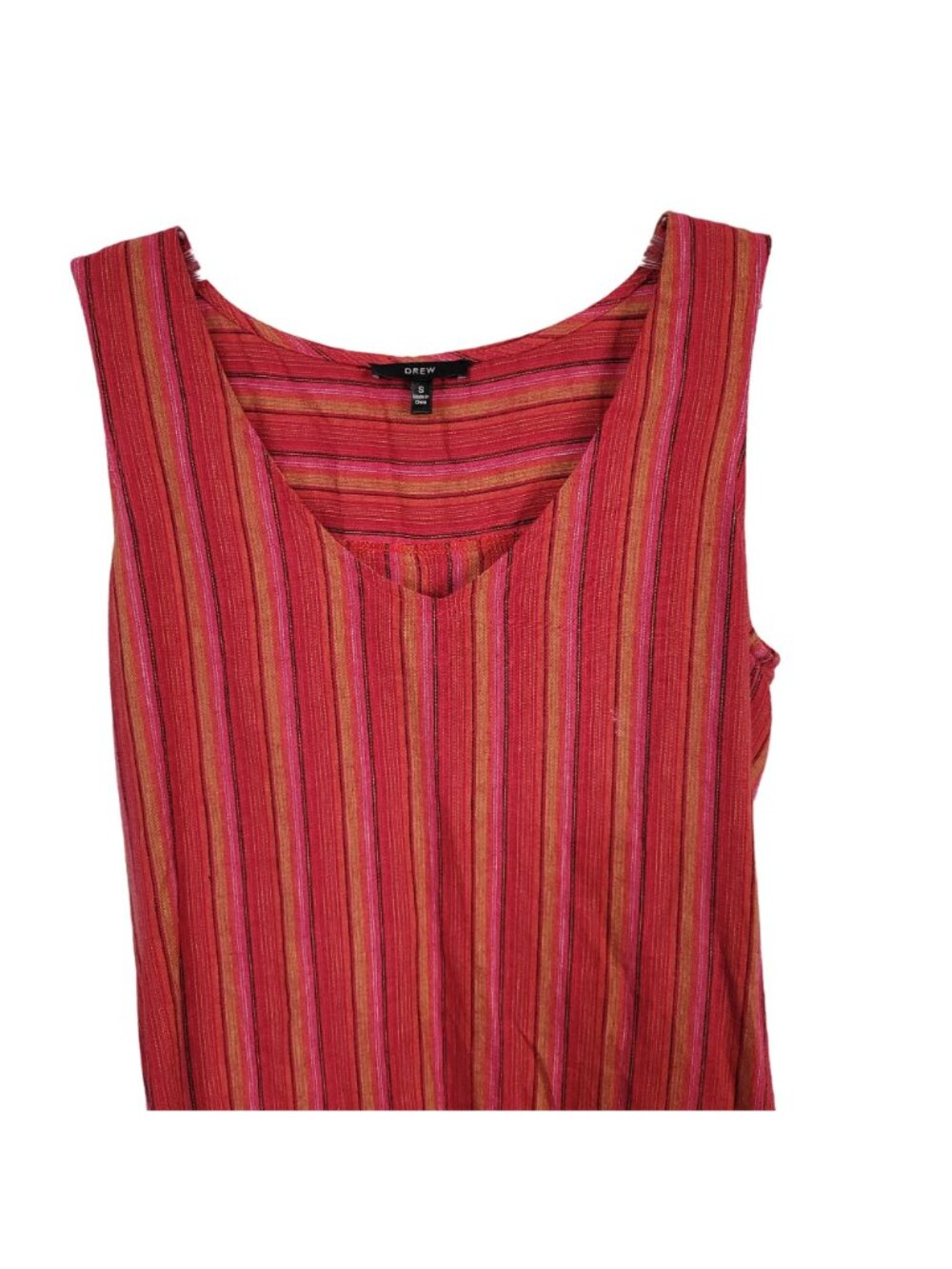 Drew Size S Dress Desert Stripe Sarong Skirt Linen Rayon Sleeveless Pullover Red - Picture 10 of 16